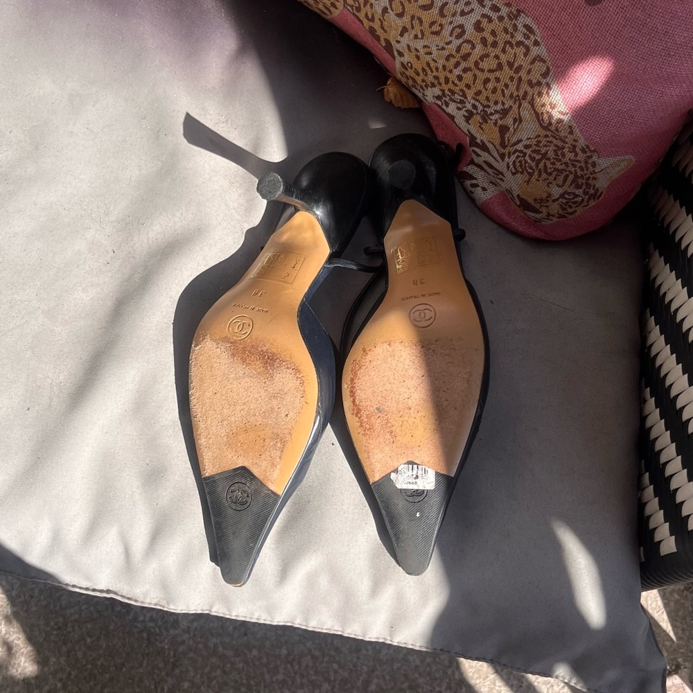 Chanel Navy Blue Women's Slingback Shoes - Picture 5 of 6